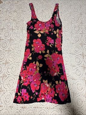 Volcom Black Mini Dress with Pink Floral Print
